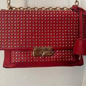 Michael Kors Red Studded Shoulder Bag
